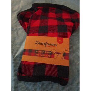 New Pet Pajamas Dog Shirt Red Black Plaid Dearfoams Family Sleep Medium M